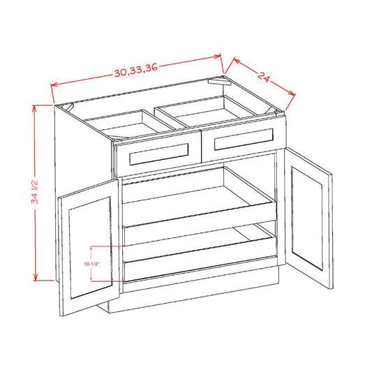 US Cabinet Depot Shaker Black 36" Two Rollout Shelf Base Cabinet Kit (SB-B362RS)