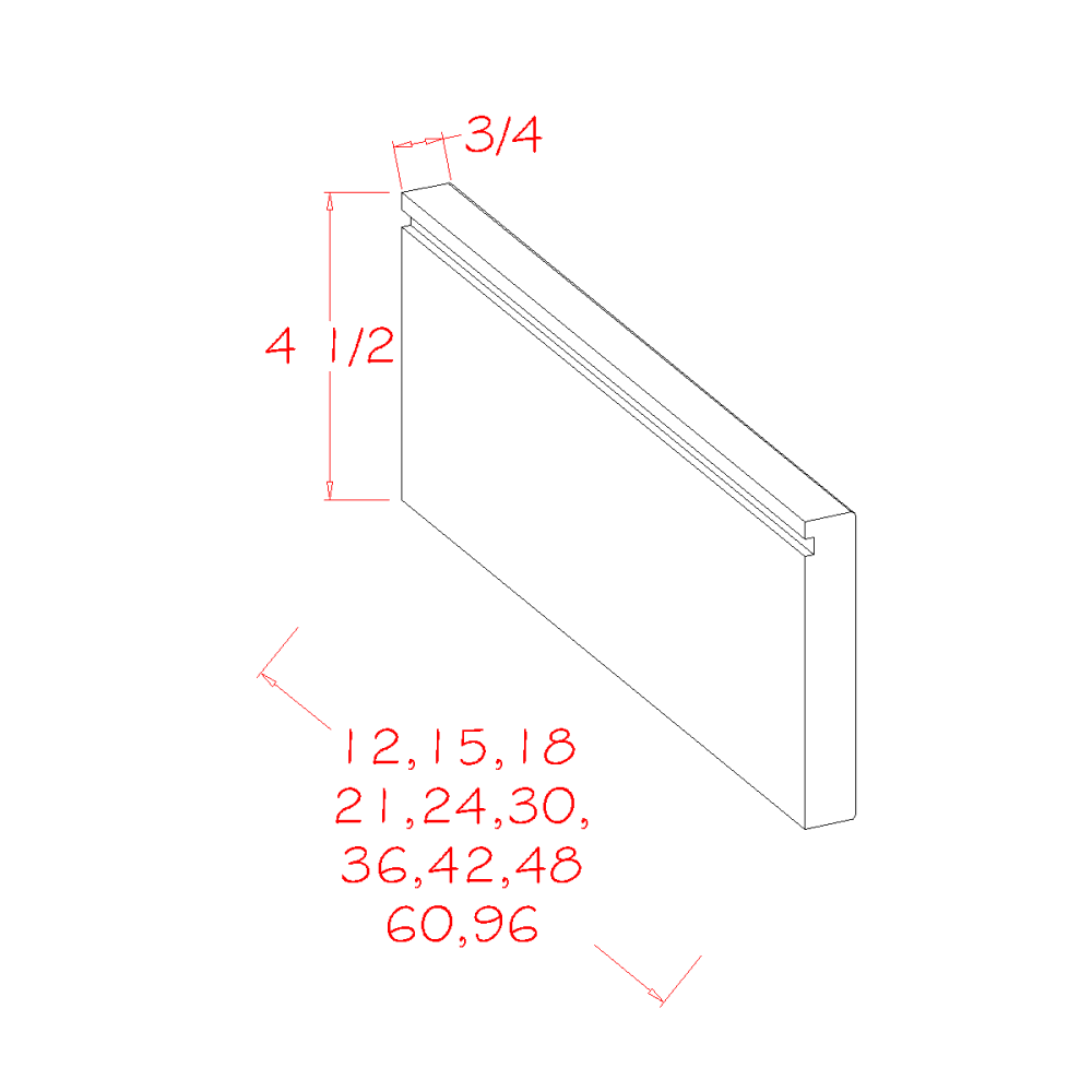 US Cabinet Depot Shaker Cinder 30" Toe Kick Apron Moulding (SC-TAM30)