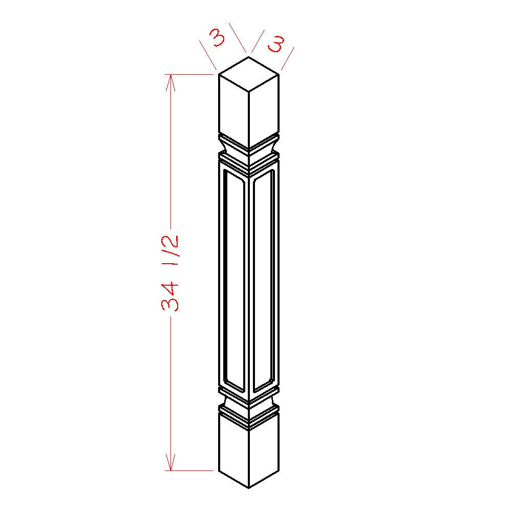 US Cabinet Depot Shaker Dove 3" x 34" Square Decorative Leg (SD-SQDL)