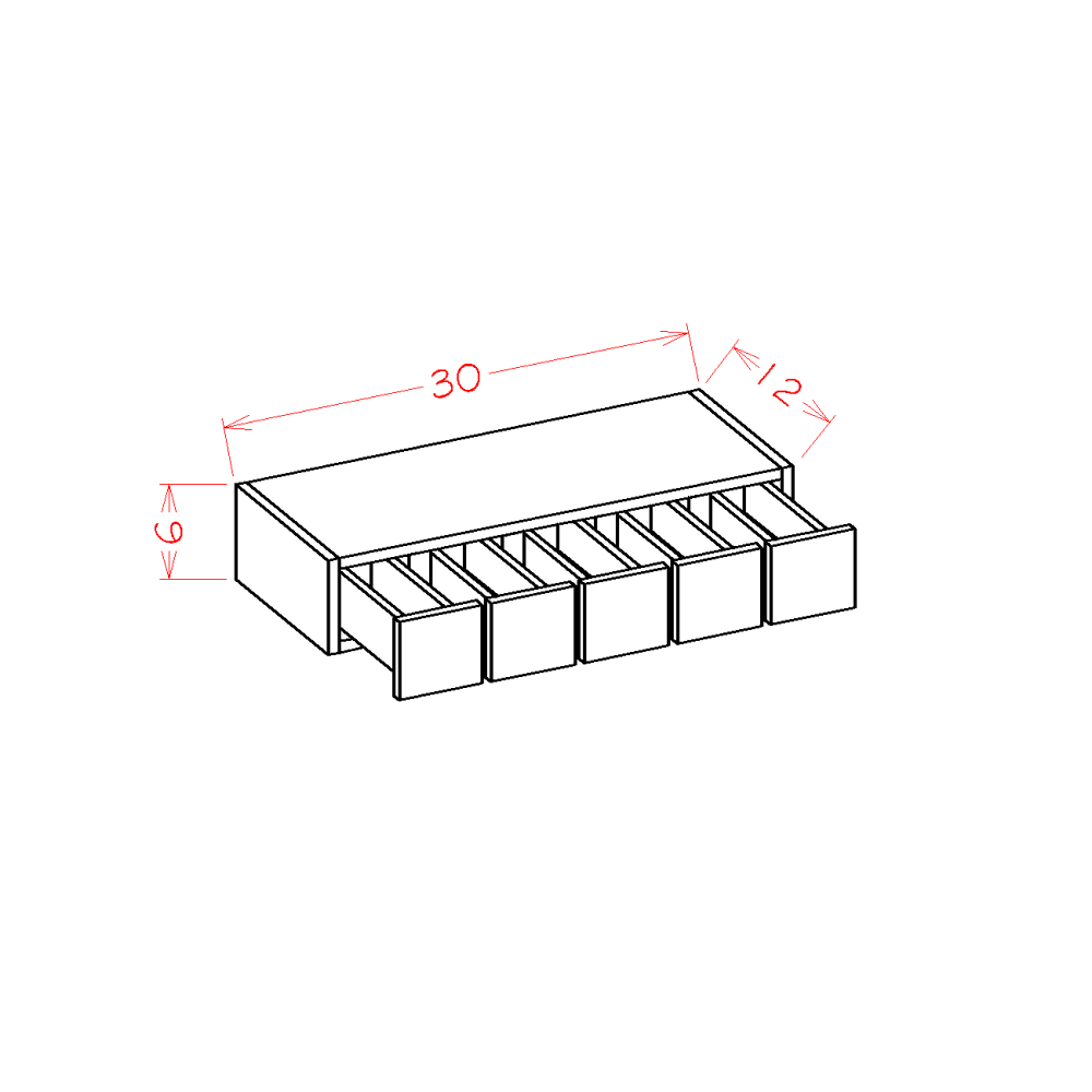 US Cabinet Depot Shaker Dove 30" Wall Spice Drawer Cabinet (SD-WSD630)
