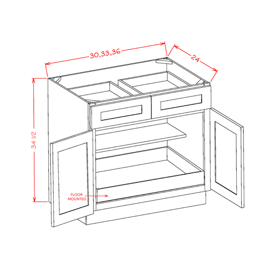 US Cabinet Depot Shaker Grey 30" One Rollout Shelf Base Cabinet Kit (SG-B301RS)