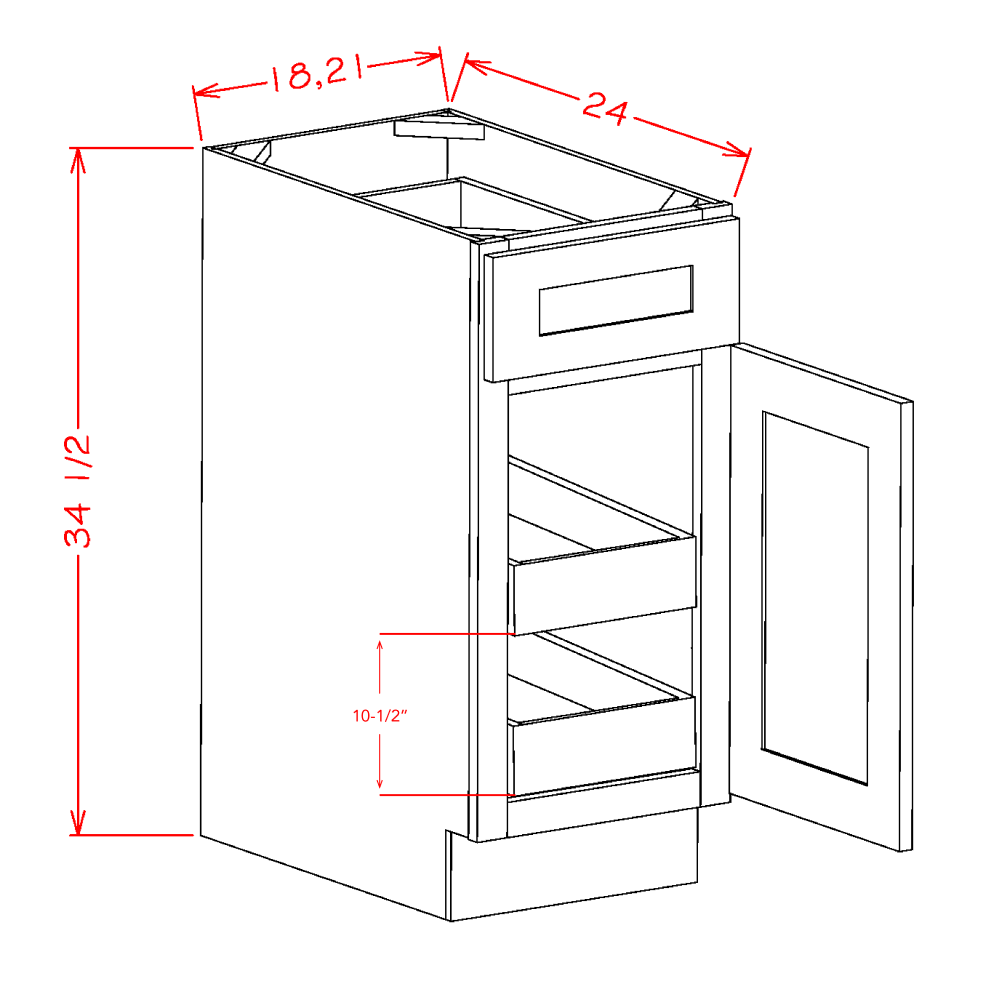 US Cabinet Depot Shaker Navy 18" Two Rollout Shelf Base Cabinet Kit (SN-B182RS)