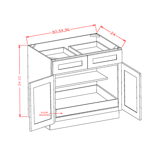US Cabinet Depot Shaker Navy 36" One Rollout Shelf Base Cabinet Kit (SN-B361RS)