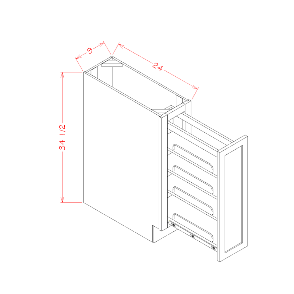 US Cabinet Depot Shaker Navy 9" Base With Shelf Pullout (SN-BT9PO)