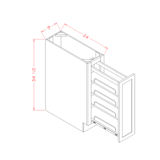 US Cabinet Depot Shaker Navy 9" Base With Shelf Pullout (SN-BT9PO)