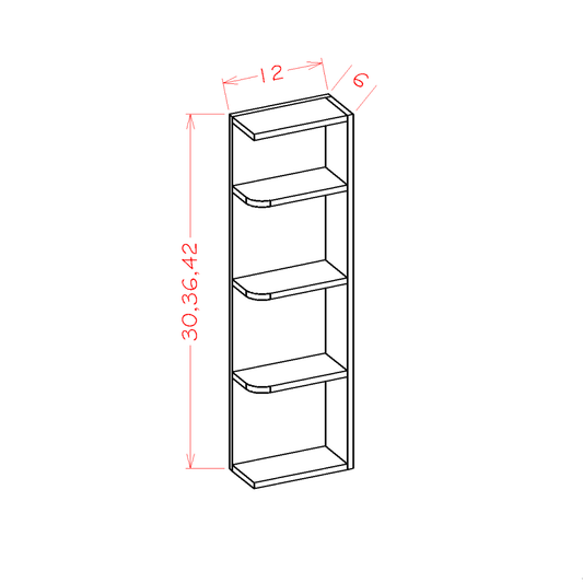 US Cabinet Depot Shaker White 6" x 30" Wall Open End Shelf (SW-OE630)