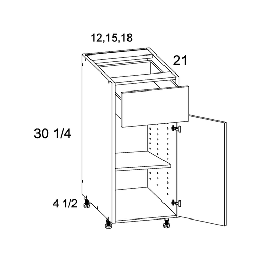 US Cabinet Depot Torino Dark Wood 12" Altamax One Door One Drawer Vanity Base Cabinet (TDW-VB12)