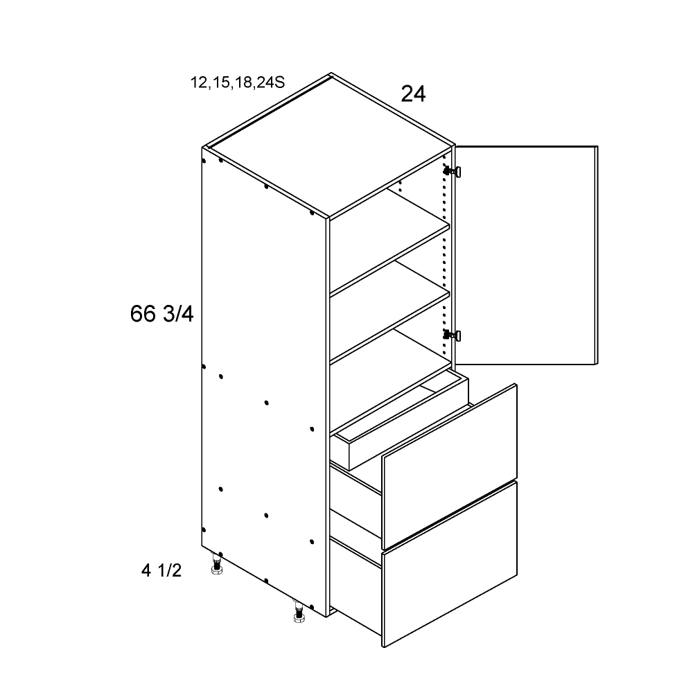 US Cabinet Depot Torino Grey Wood 18" Altamax Tall One Door Two Drawer With One Inner Drawer Utility Cabinet (TGW-T2DBID1872)