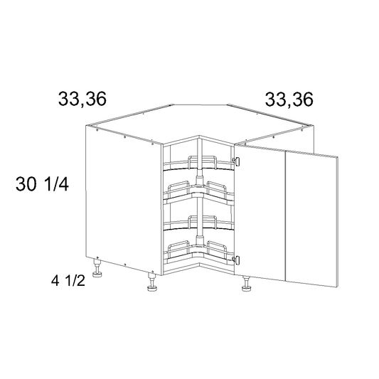 US Cabinet Depot Torino Grey Wood 33" Base Easy Reach With Two Lazy Susan Basket Trays (TGW-LSB33)