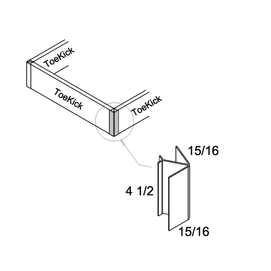 US Cabinet Depot Torino White Pine Silver Pvc Toe Kick Corner (Corner-PVC)