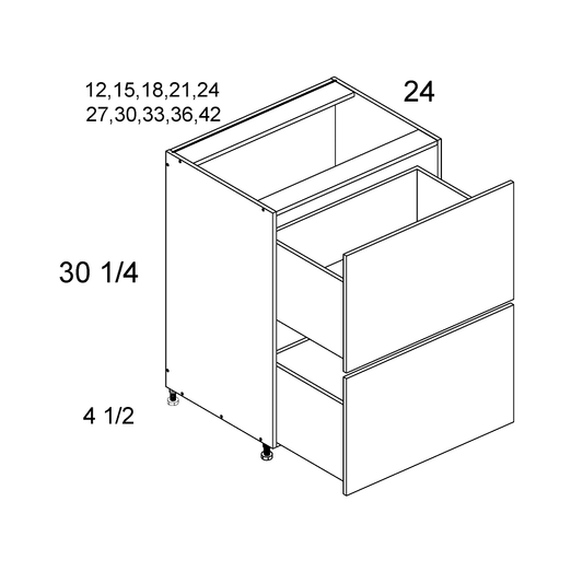 US Cabinet Depot Verona Midnight Navy 12" Altamax Two Drawer Base Cabinet (VMN-2DB12)