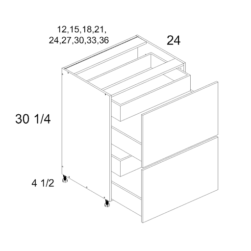 US Cabinet Depot Verona Midnight Navy 36" Altamax Two Drawer With Two Inner Drawer Base Cabinet (VMN-2DB2ID36)