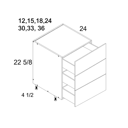 US Cabinet Depot Verona Pure Blanc 15" Altamax Three Drawer Desk Base Cabinet (VPB-DDR3DB15)