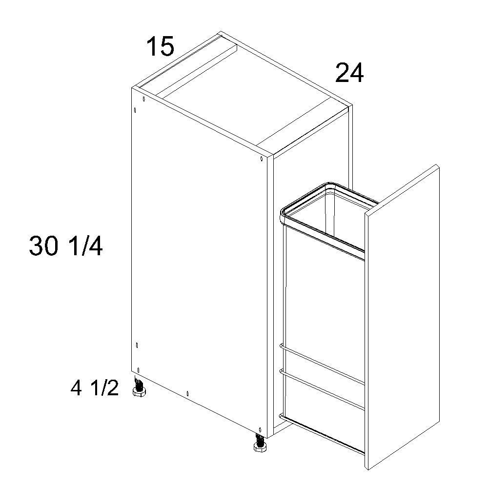 US Cabinet Depot Verona Pure Blanc 15" Full Height Door Base With Single Trashcan Pullout (VPB-B15FHTCPO)