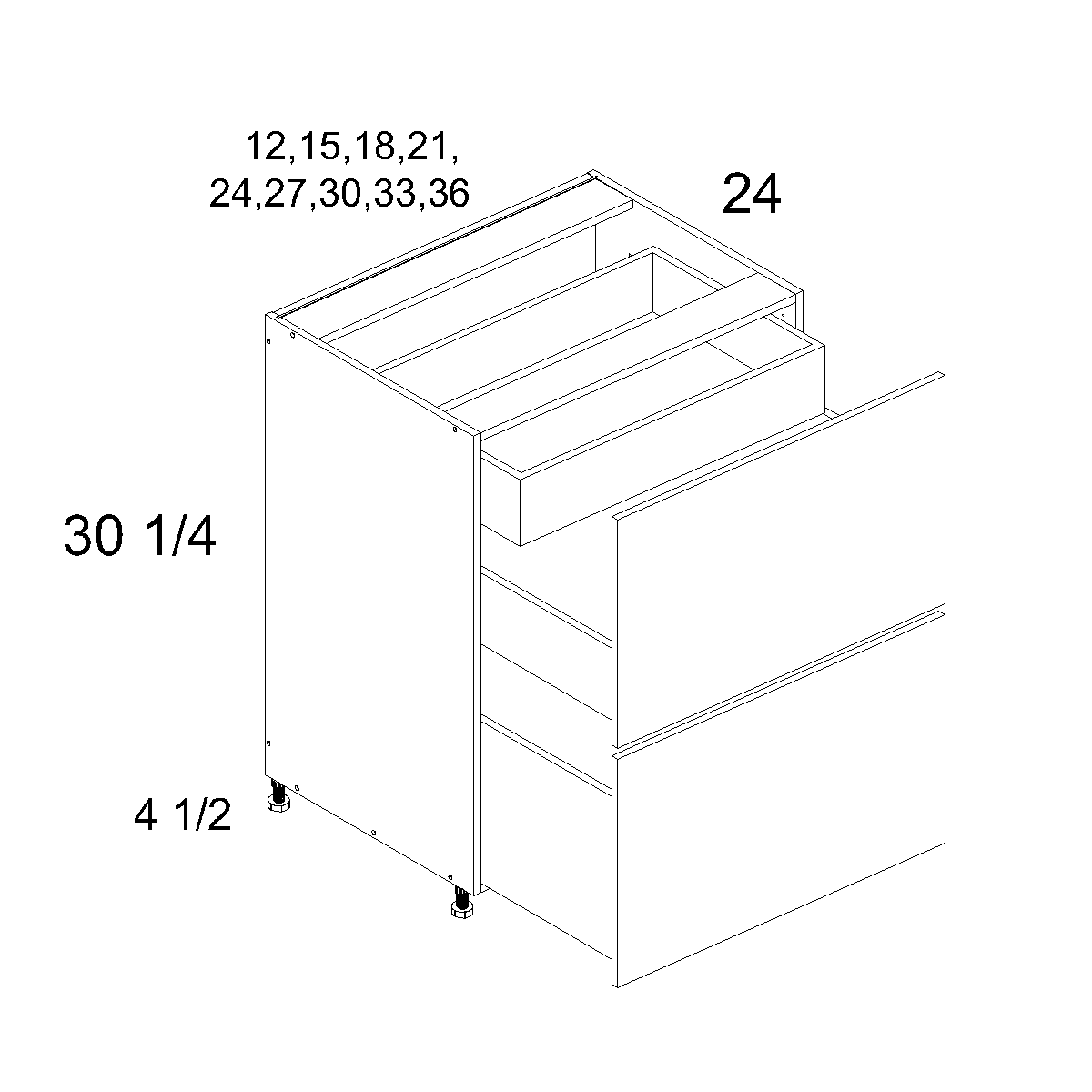 US Cabinet Depot Verona Pure Blanc 18" Altamax Two Drawer With One Inner Drawer Base Cabinet (VPB-2DBID18)