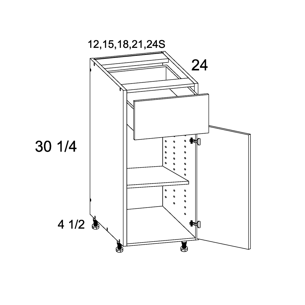 US Cabinet Depot Verona Pure Blanc 21" Altamax Single Door Single Drawer Base Cabinet (VPB-B21)
