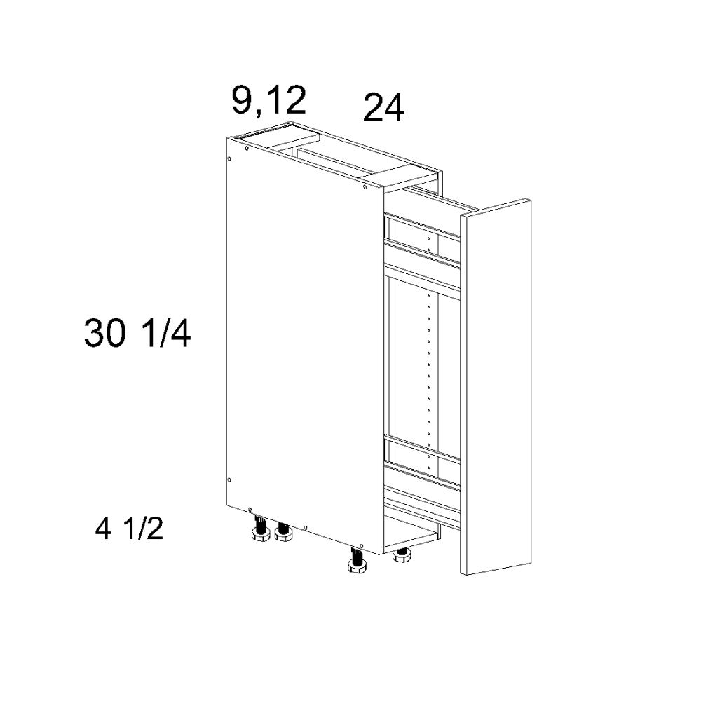 US Cabinet Depot Verona Pure Blanc 9" Base Cabinet With Tray Pullout (VPB-BPO9FH)