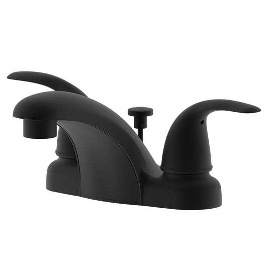 Ultra Faucets Low Spout Centerset Matte Black Lavatory Faucet-UF44527