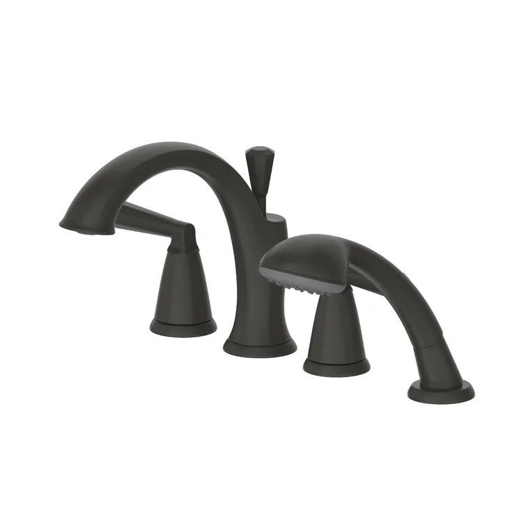 Ultra Faucets Roman Tub Matte Black Faucet with Hand Shower-UF65447