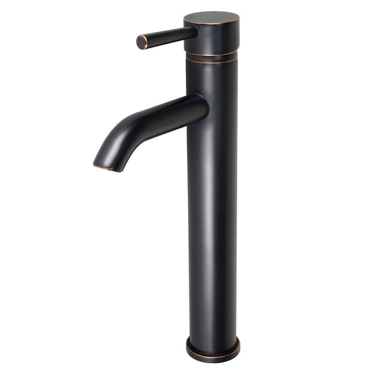 Ultra Faucets Single-Handle Tall Vessel Oil Rubbed Bronze Lavatory Faucet (Curved Spout)-UF36605