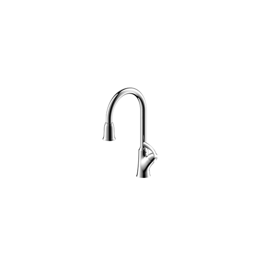 Ultra Faucets Single-Handle with Pull-Down Spray Chrome Kitchen Faucet-UF15000