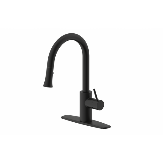 Ultra Faucets Single-Handle with Pull-Down Spray Matte Black Kitchen Faucet-UF14207