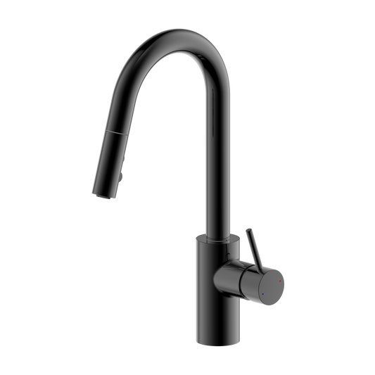 Ultra Faucets Single-Handle with Pull-Down Spray Matte Black Kitchen Faucet-UF14907