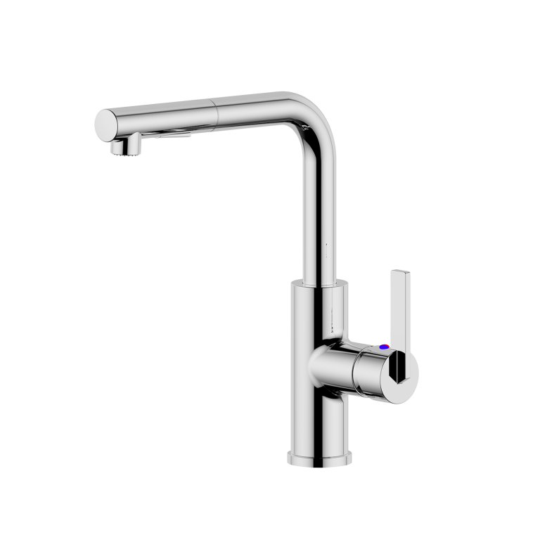 Ultra Faucets Single-Handle with Pull-Out Spray Flexible Inlet Chrome Kitchen Faucet