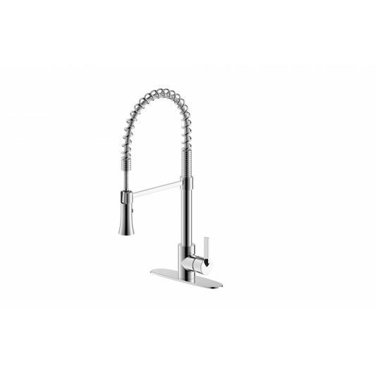 Ultra Faucets Single-Handle with Spring Spout Chrome Kitchen Faucet-UF17200