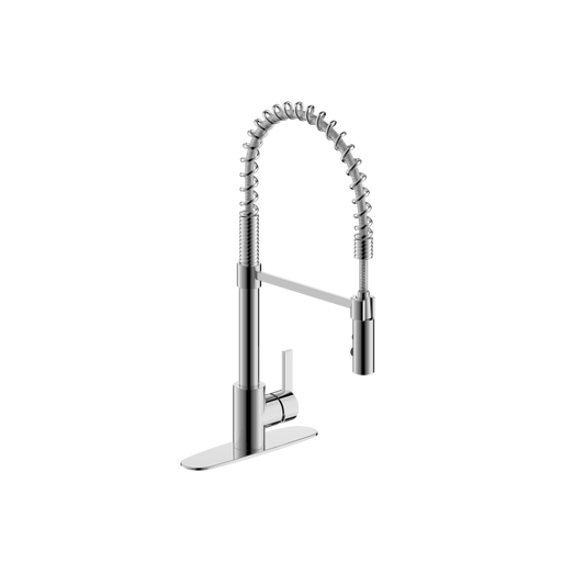 Ultra Faucets Single-Handle with Spring Spout Chrome Kitchen Faucet-UF17400