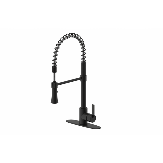 Ultra Faucets Single-Handle with Spring Spout Matte Black Kitchen Faucet-UF17207