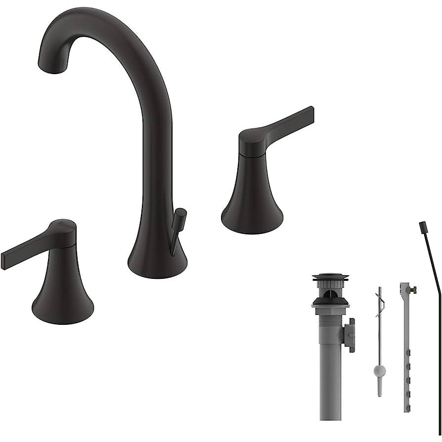 Ultra Faucets Widespread Matte Black Lavatory Faucet-UF56607