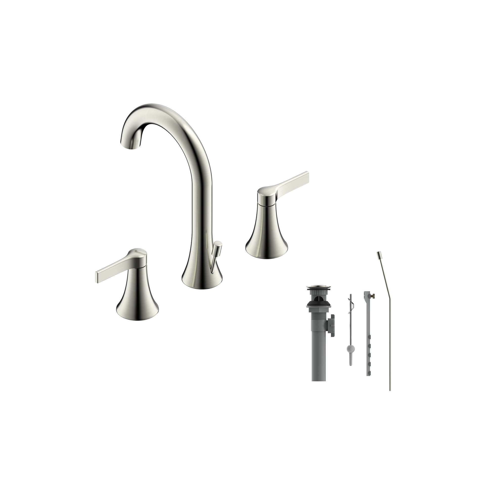 Ultra Faucets Widespread PVD Brushed Nickel Lavatory Faucet-UF56603