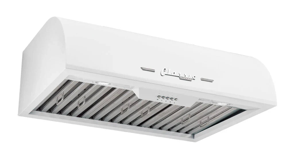 Unique Off Grid UGP-30CR RH W Classic 30" x 10" With 2 Powerful Motors White Stainless Steel Rangehood
