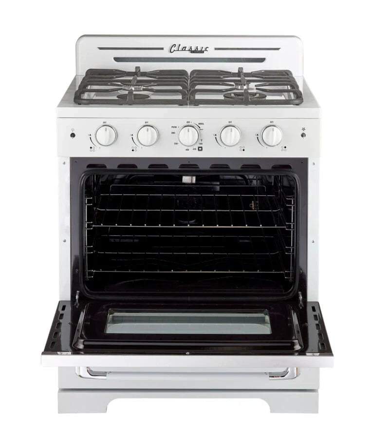 Unique Off Grid UGP-30CR W Classic 30" x 42" With Single Oven and 4 Burners White Range