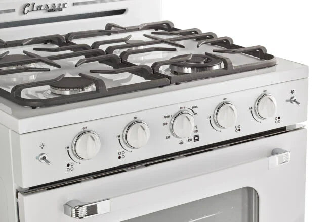 Unique Off Grid UGP-30CR W Classic 30" x 42" With Single Oven and 4 Burners White Range