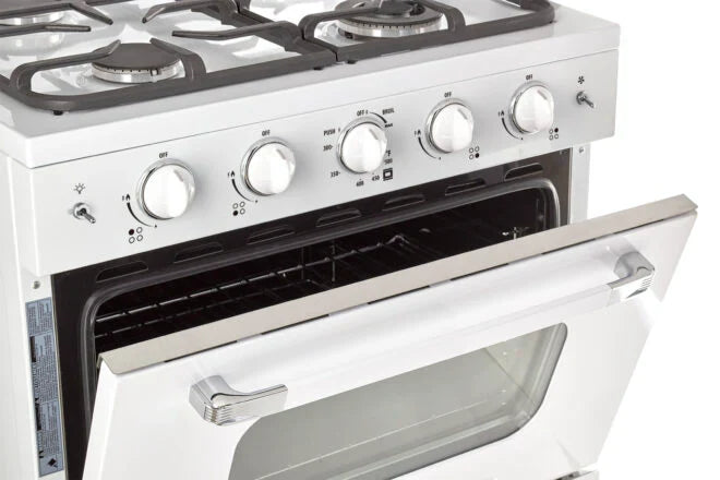 Unique Off Grid UGP-30CR W Classic 30" x 42" With Single Oven and 4 Burners White Range