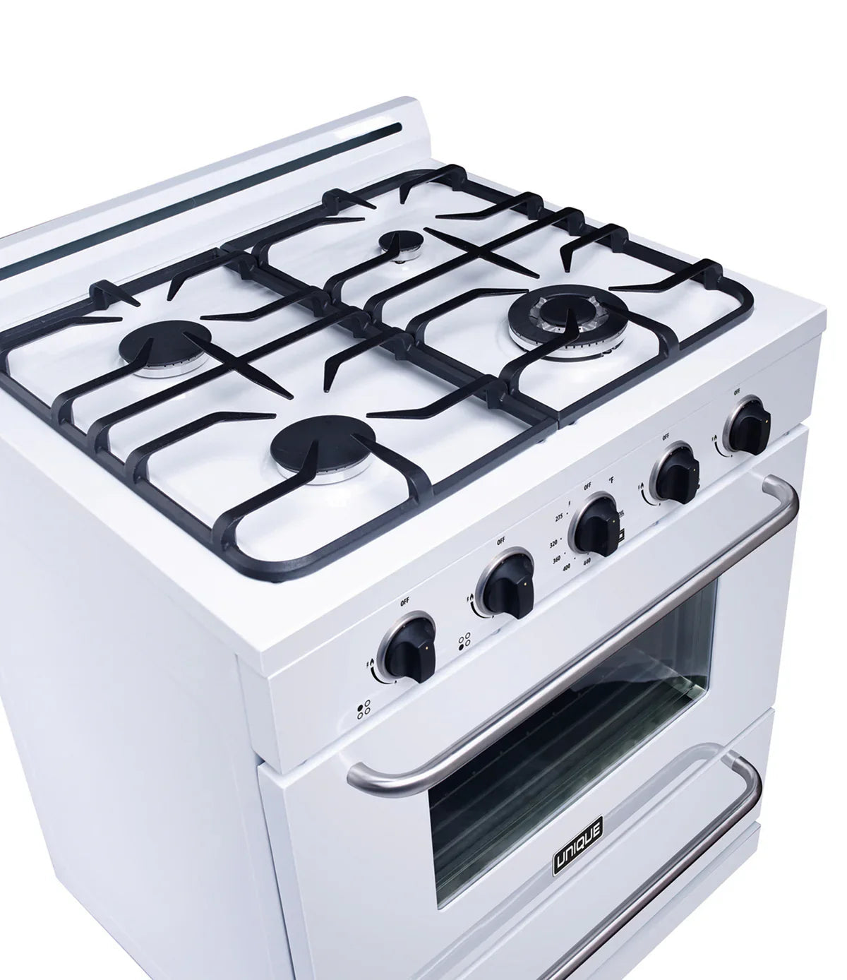 Unique Off Grid UGP-30G OF1 W Unique 30" x 42" With Single Oven and 4 Burners White Range