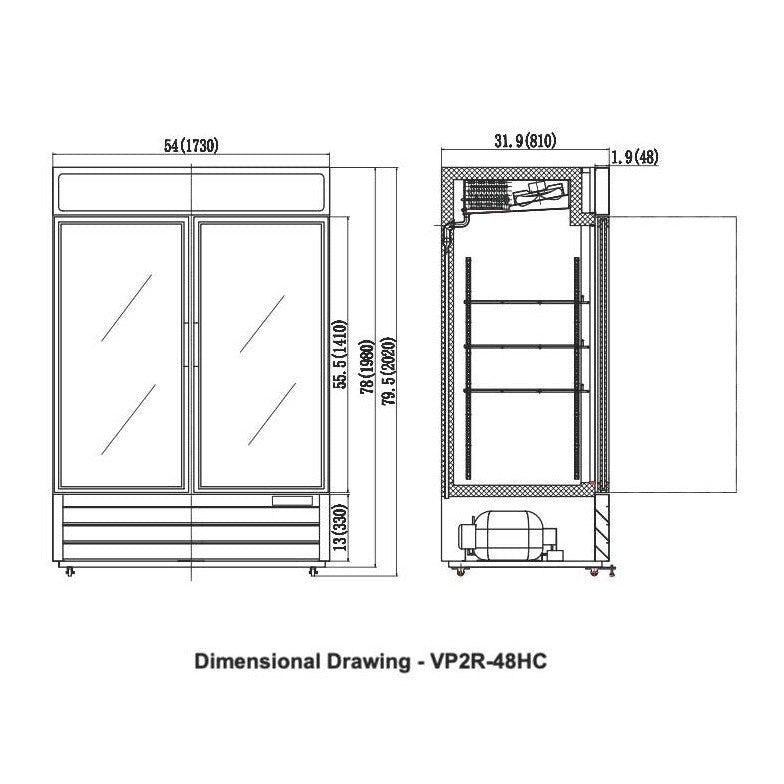 Valpro 48 cu.ft. Merchandiser Refrigerator With 2 Swing Glass Doors