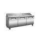 Valpro 72" x 30" Stainless Steel Solid 3-Door Refrigerator With 18-Pan Food Preparation Standard Table Top