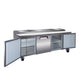 Valpro 94" x 32" Stainless Steel Solid 3-Door Refrigerator With 12-Pan Pizza Preparation Table Top