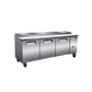 Valpro 94" x 32" Stainless Steel Solid 3-Door Refrigerator With 12-Pan Pizza Preparation Table Top