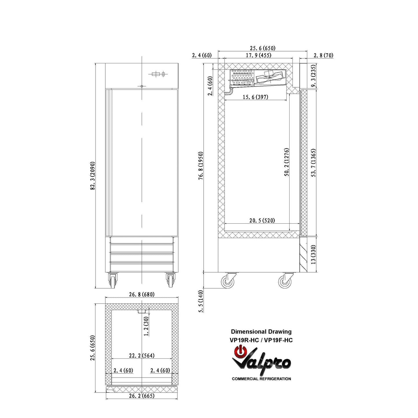 Valpro Reach-In 19 cu.ft. Stainless Steel Single Solid Door Freezer