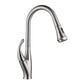 Vanity Art 10" W x 19" H Brushed Nickel Stainless Steel Single Lever High Arc Kitchen Sink Faucet With Pull Down Sprayer