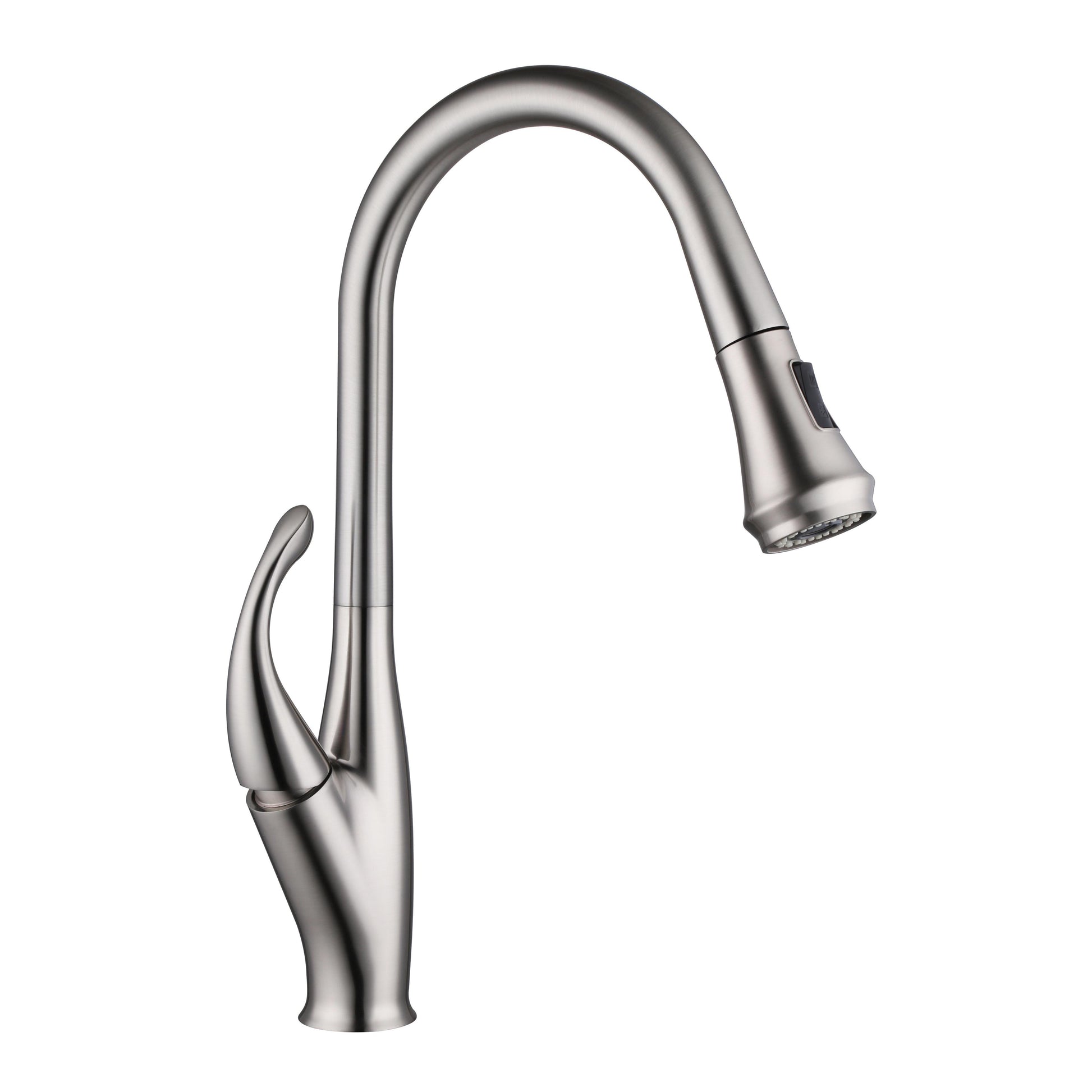 Vanity Art 10" W x 19" H Brushed Nickel Stainless Steel Single Lever High Arc Kitchen Sink Faucet With Pull Down Sprayer
