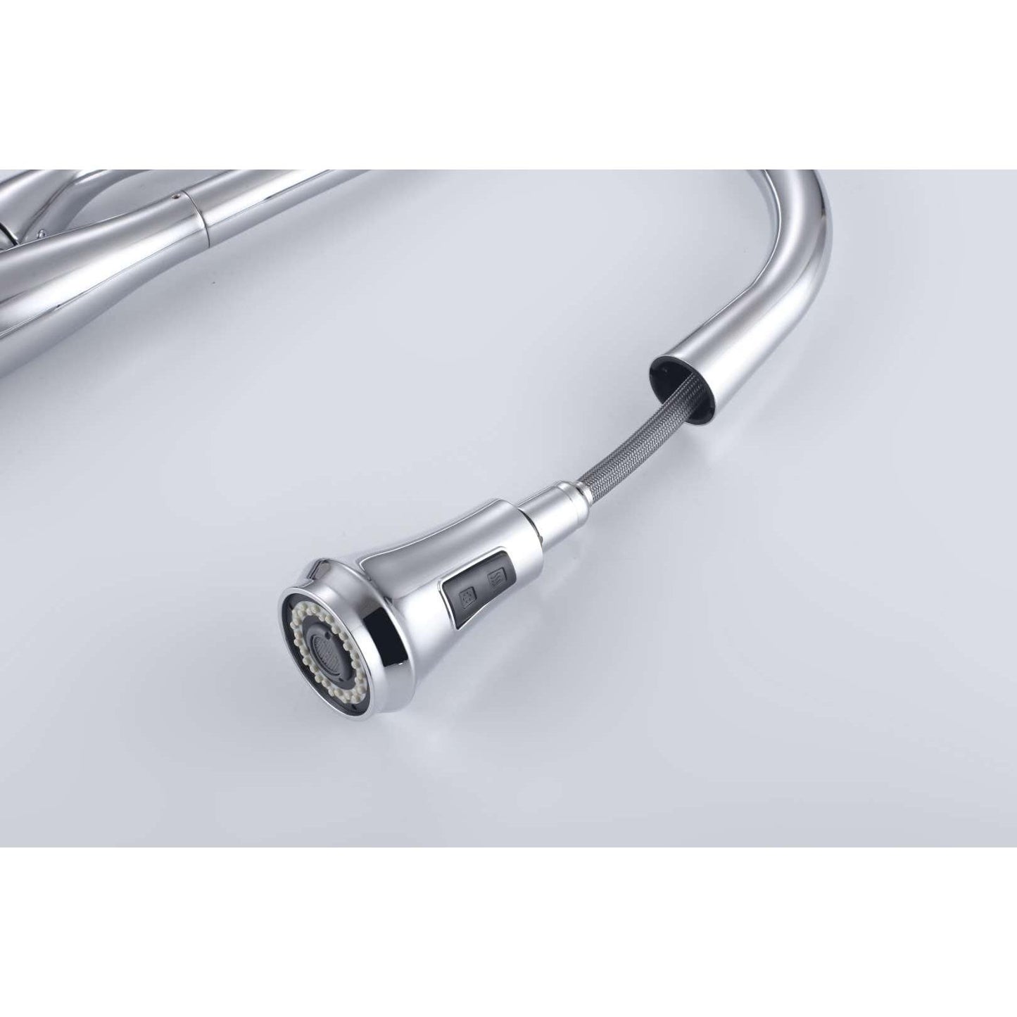 Vanity Art 10" W x 19" H Polished Chrome Stainless Steel Single Lever High Arc Kitchen Sink Faucet With Pull Down Sprayer