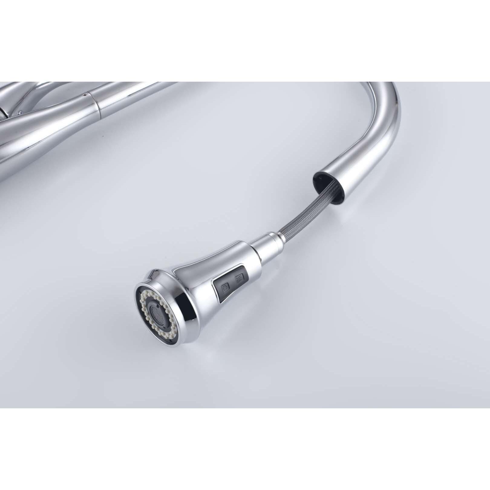 Vanity Art 10" W x 19" H Polished Chrome Stainless Steel Single Lever High Arc Kitchen Sink Faucet With Pull Down Sprayer