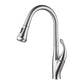 Vanity Art 10" W x 19" H Polished Chrome Stainless Steel Single Lever High Arc Kitchen Sink Faucet With Pull Down Sprayer