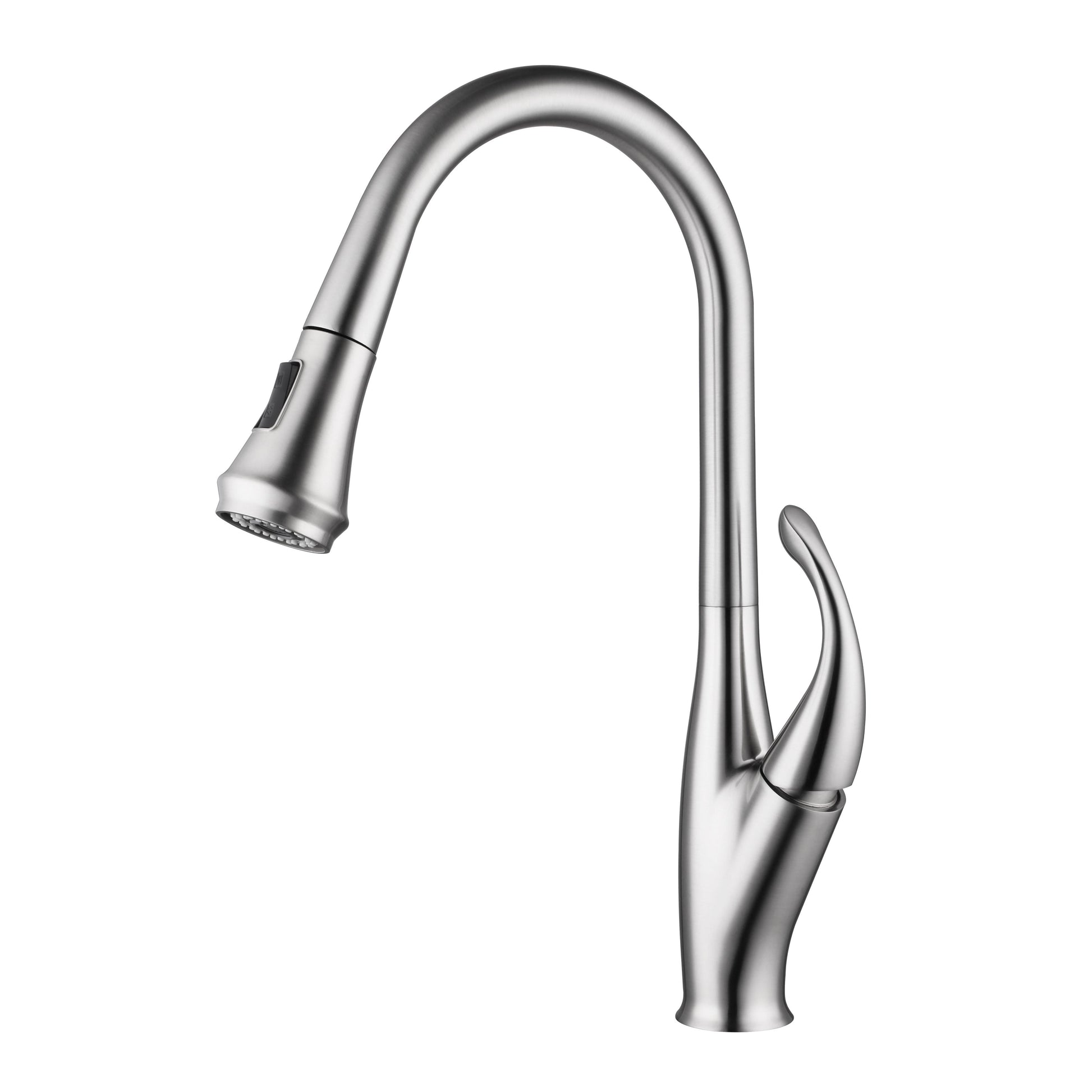 Vanity Art 10" W x 19" H Polished Chrome Stainless Steel Single Lever High Arc Kitchen Sink Faucet With Pull Down Sprayer
