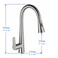 Vanity Art 17" Brushed Nickel Stainless Steel Single Handle High Arc Kitchen Sink Faucet With Pull Down Sprayer